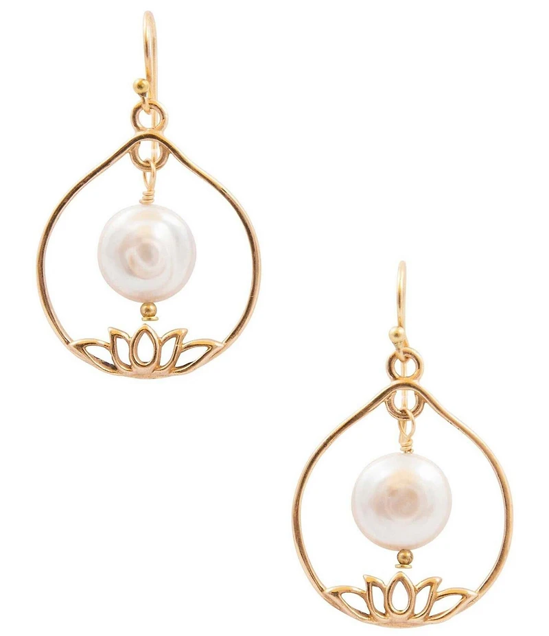 Southern Living x Barse Lotus Genuine Stone Drop Earrings