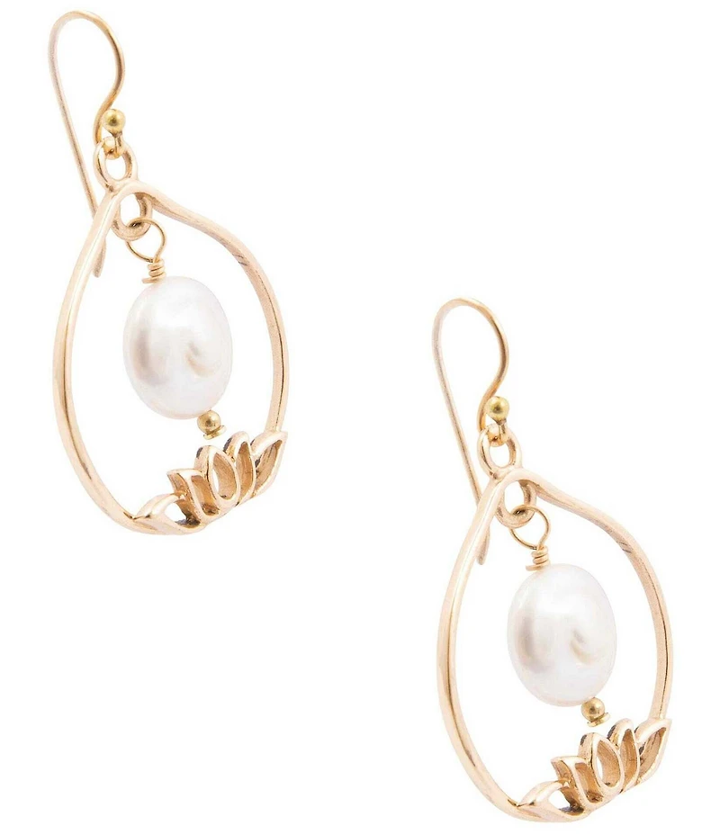 Southern Living x Barse Lotus Genuine Stone Drop Earrings