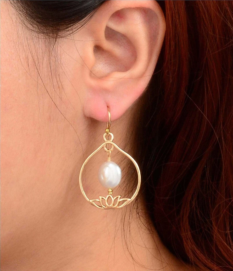 Southern Living x Barse Lotus Genuine Stone Drop Earrings