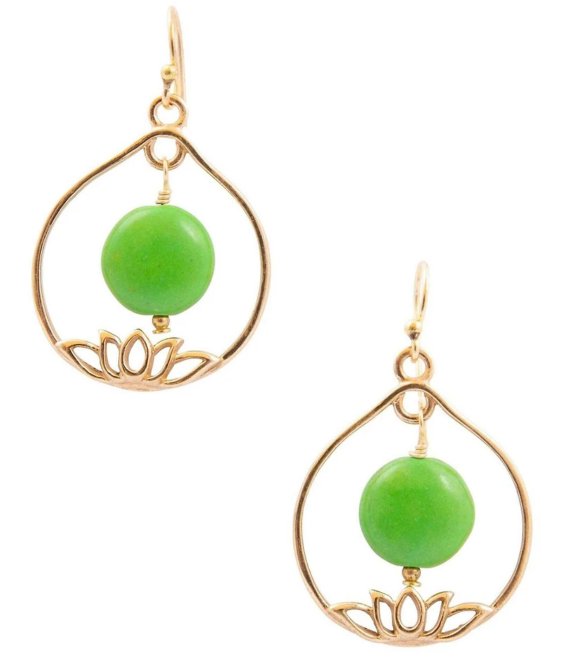 Southern Living x Barse Lotus Genuine Stone Drop Earrings