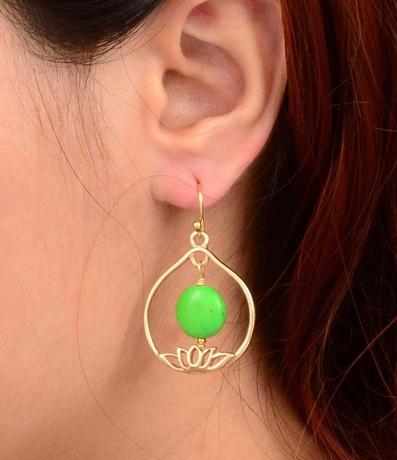 Southern Living x Barse Lotus Genuine Stone Drop Earrings