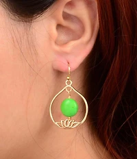 Southern Living x Barse Lotus Genuine Stone Drop Earrings