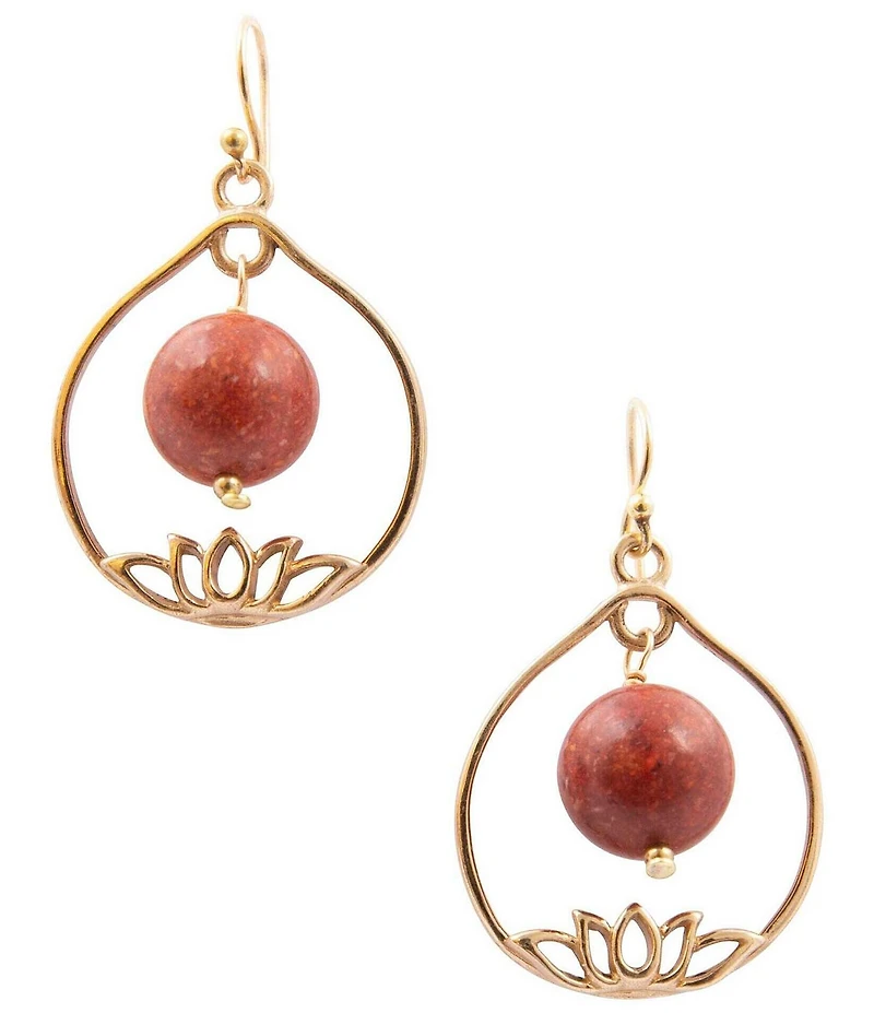 Southern Living x Barse Lotus Genuine Stone Drop Earrings