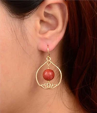 Southern Living x Barse Lotus Genuine Stone Drop Earrings