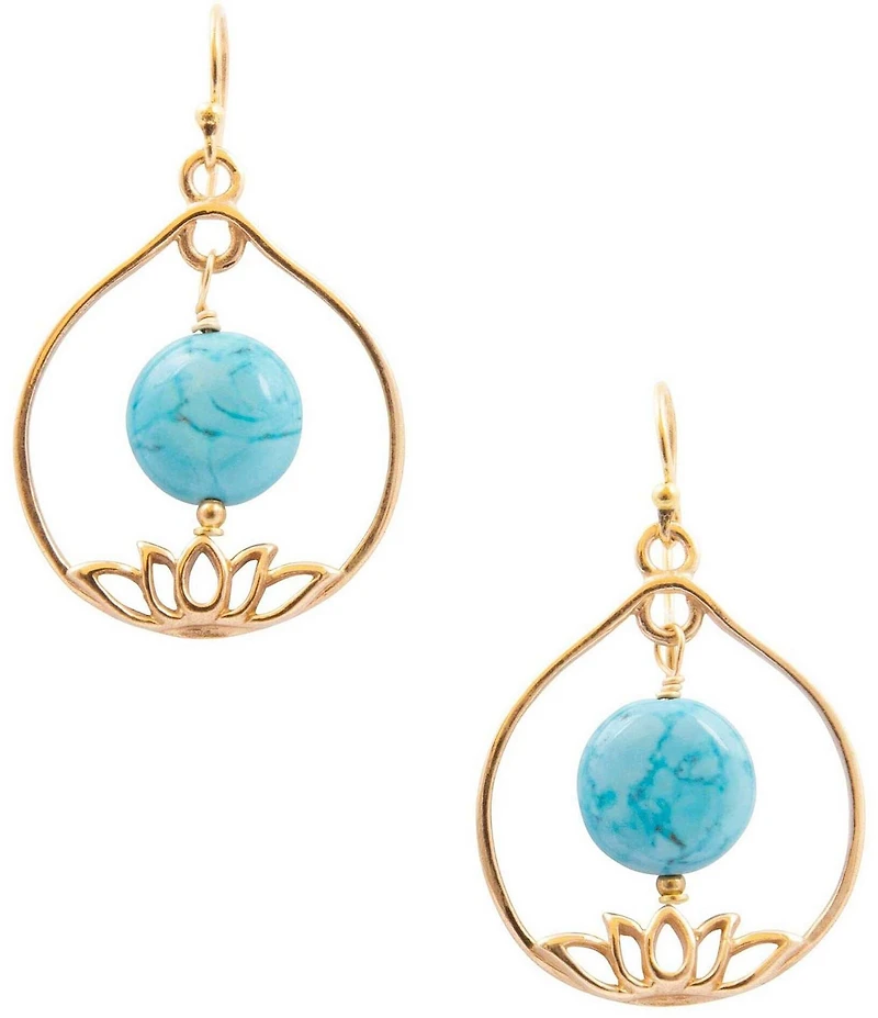 Southern Living x Barse Lotus Genuine Stone Drop Earrings