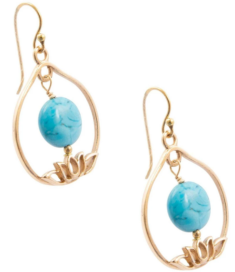 Southern Living x Barse Lotus Genuine Stone Drop Earrings