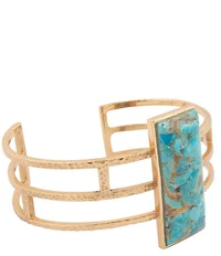 Southern Living x Barse Luna Mesa Golden And Genuine Turquoise Cuff Bracelet