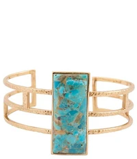 Southern Living x Barse Luna Mesa Golden And Genuine Turquoise Cuff Bracelet