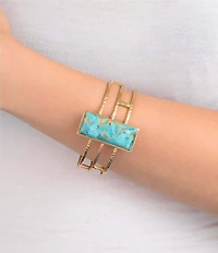 Southern Living x Barse Luna Mesa Golden And Genuine Turquoise Cuff Bracelet
