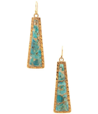 Southern Living x Barse Luna Mesa Golden And Genuine Turquoise Drop Earrings