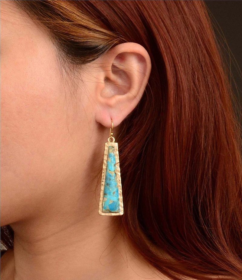 Southern Living x Barse Luna Mesa Golden And Genuine Turquoise Drop Earrings