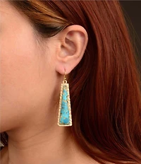 Southern Living x Barse Luna Mesa Golden And Genuine Turquoise Drop Earrings
