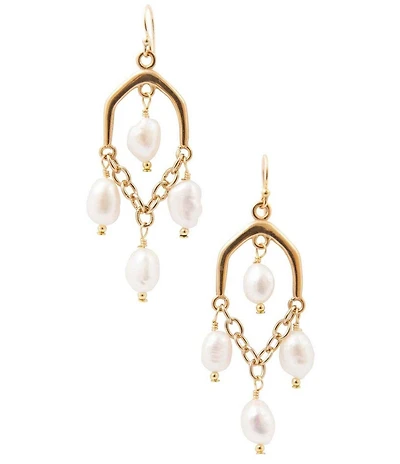 Southern Living x Barse Malia Golden Freshwater Pearl Chandelier Earrings