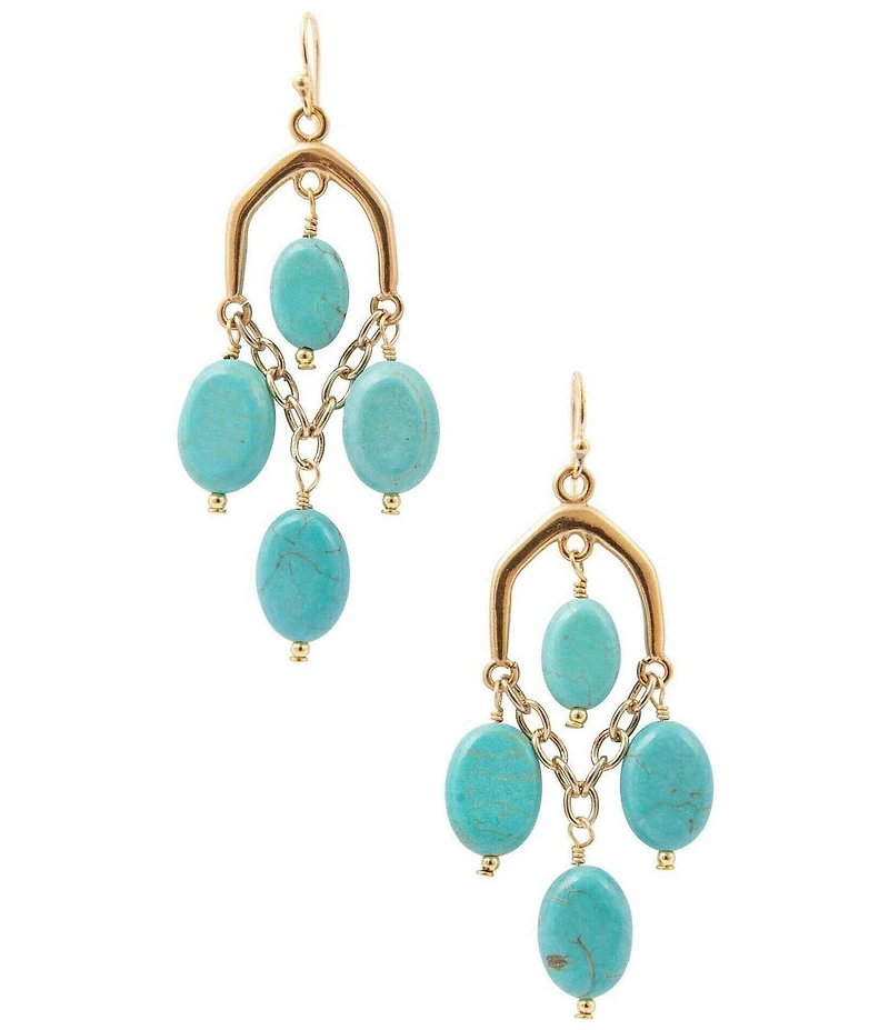 Southern Living x Barse Malia Golden Turquoise Magnesite Chandelier Earrings