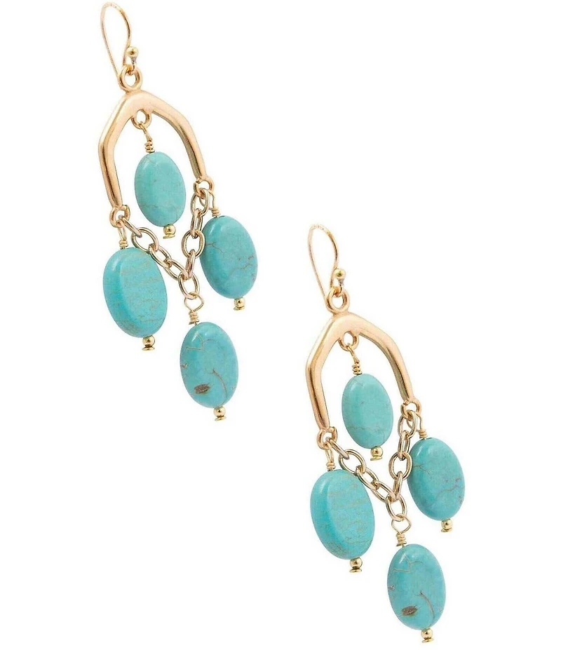 Southern Living x Barse Malia Golden Turquoise Magnesite Chandelier Earrings