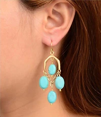 Southern Living x Barse Malia Golden Turquoise Magnesite Chandelier Earrings