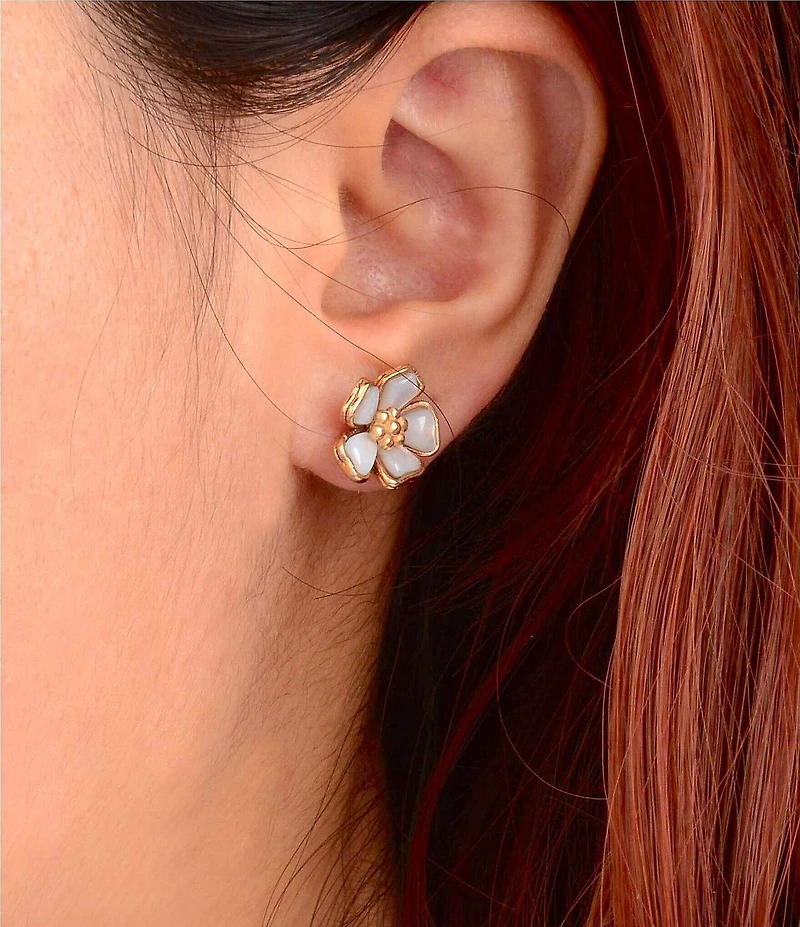 Southern Living x Barse Mother-Of -Pearl Timeless Blooms Stud Earrings