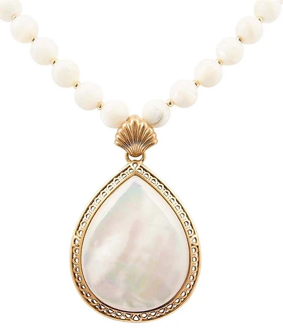 Southern Living x Barse Mother-Of-Pearl Heritage Statement Short Beaded Pendant Necklace