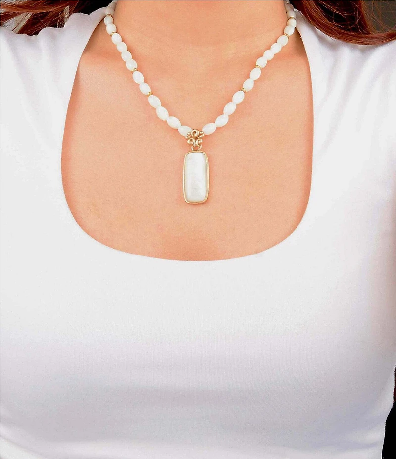 Southern Living x Barse Mother-Of-Pearl Legacy Short Beaded Pendant Necklace