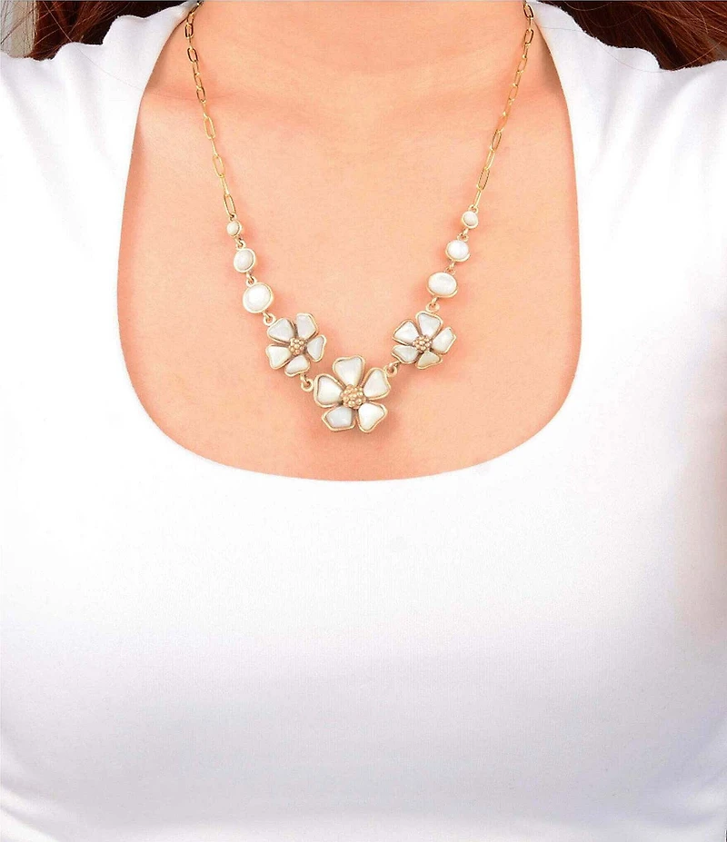 Southern Living x Barse Mother-Of-Pearl Timeless Blooms Collar Necklace