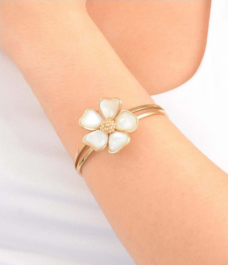 Southern Living x Barse Mother-Of-Pearl Timeless Blooms Cuff Bracelet