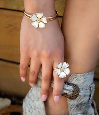 Southern Living x Barse Mother-Of-Pearl Timeless Blooms Cuff Bracelet
