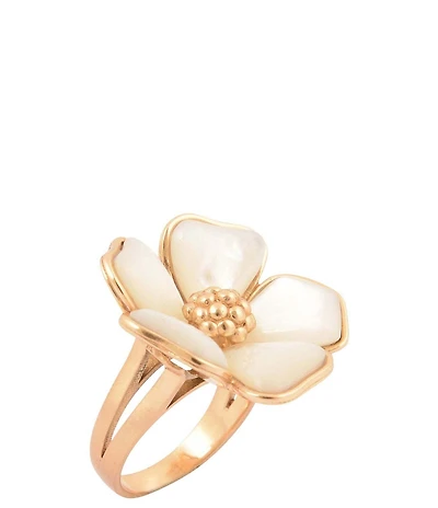 Southern Living x Barse Mother-Of-Pearl Timeless Blooms Statement Ring