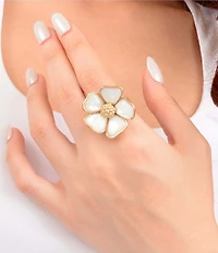 Southern Living x Barse Mother-Of-Pearl Timeless Blooms Statement Ring