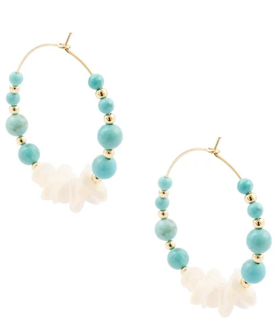 Southern Living x Barse Resort Golden Mother Of Pearl and Magnesite Saltwater Sky Hoop Earrings