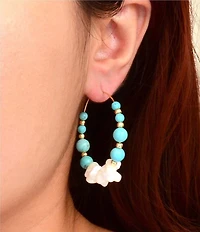 Southern Living x Barse Resort Golden Mother Of Pearl and Magnesite Saltwater Sky Hoop Earrings
