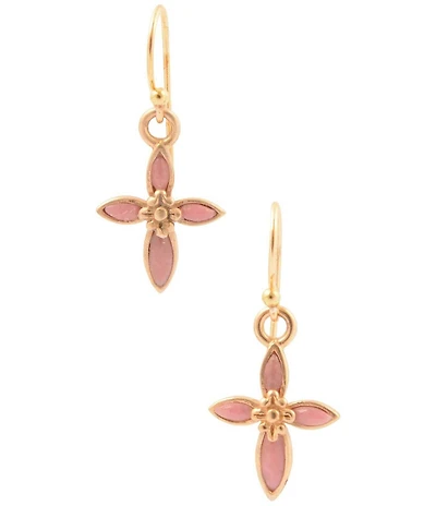 Southern Living x Barse Rhodonite Serenity Dainty Cross Drop Earrings