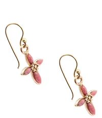 Southern Living x Barse Rhodonite Serenity Dainty Cross Drop Earrings