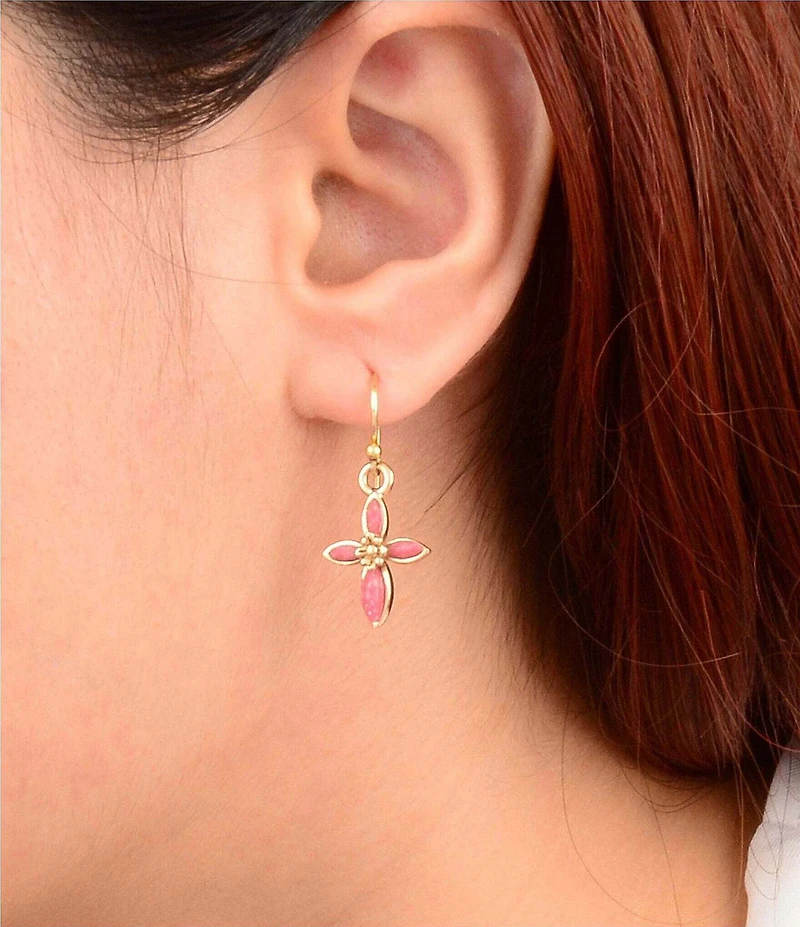 Southern Living x Barse Rhodonite Serenity Dainty Cross Drop Earrings