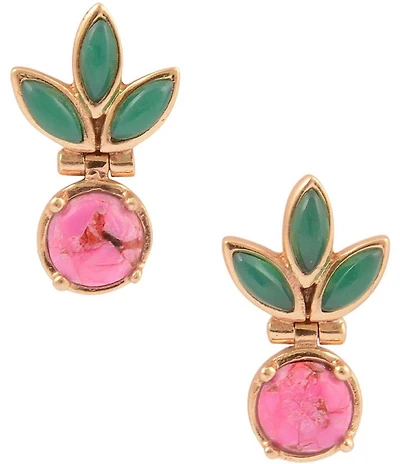 Southern Living x Barse Rosevine Onyx and Magnesite Drop Earrings