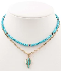 Southern Living x Barse Saguaro Cactus Short Multi-Strand Pendant Necklace