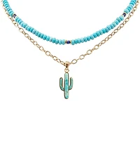 Southern Living x Barse Saguaro Cactus Short Multi-Strand Pendant Necklace