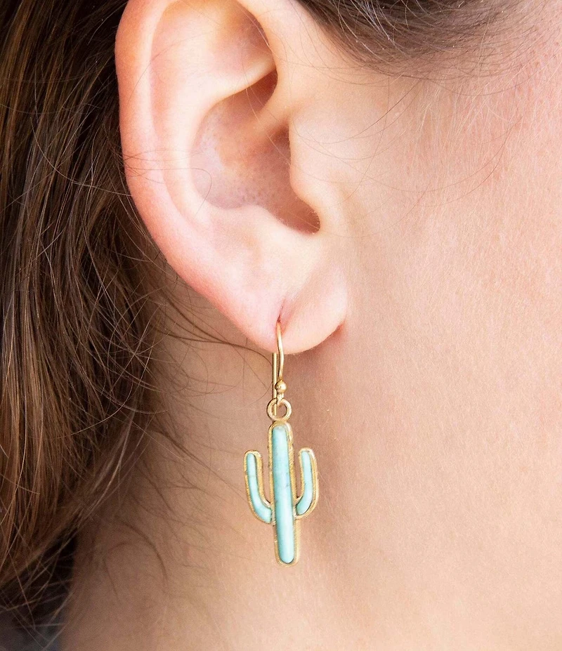 Southern Living x Barse Saguaro Cactus Turquoise Drop Earrings