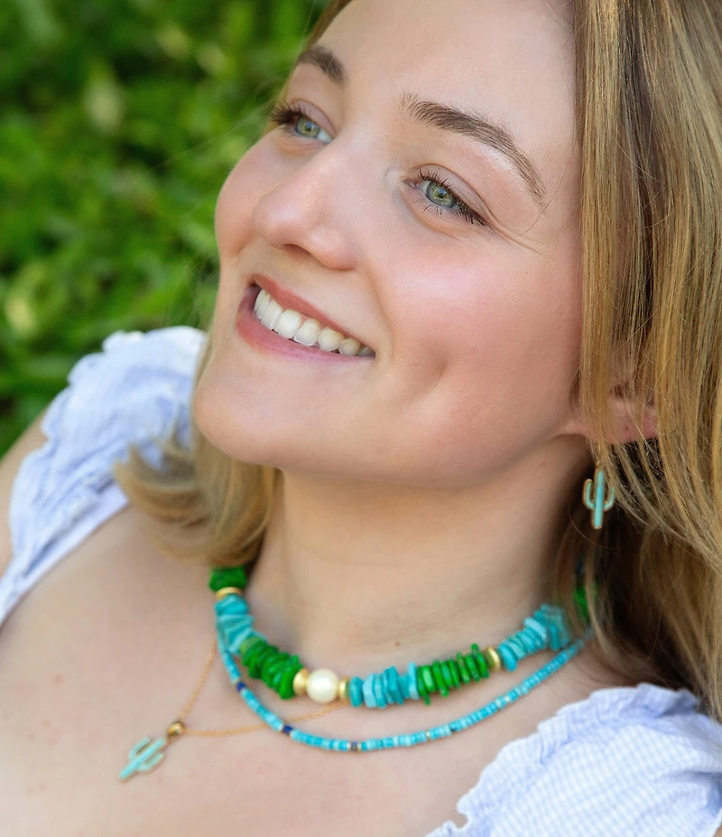 Southern Living x Barse Saguaro Cactus Turquoise Drop Earrings