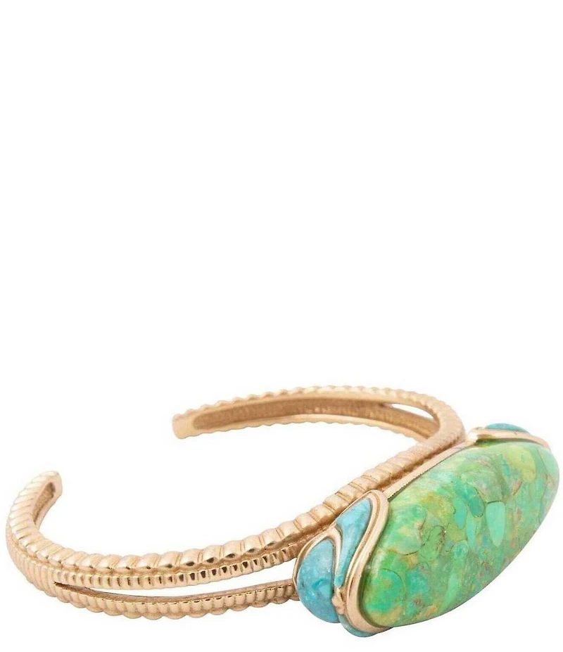 Southern Living x Barse Seaside Market Golden And Genuine Turquoise Cuff Bracelet
