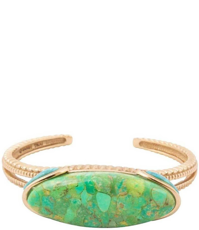 Southern Living x Barse Seaside Market Golden And Genuine Turquoise Cuff Bracelet