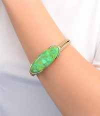 Southern Living x Barse Seaside Market Golden And Genuine Turquoise Cuff Bracelet