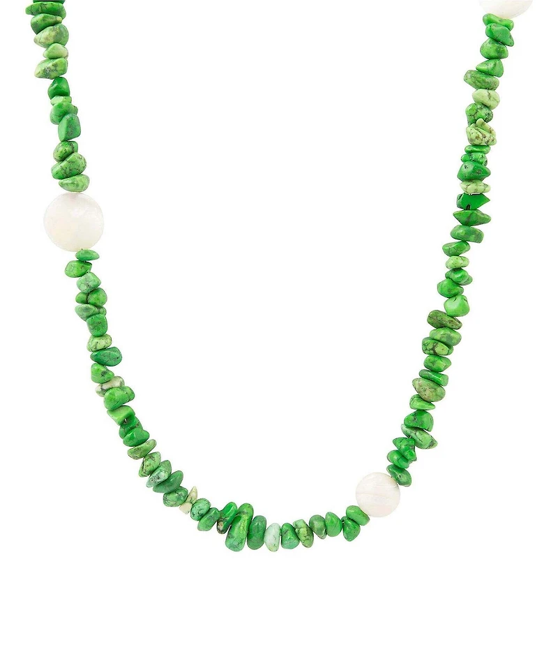Southern Living x Barse Seaside Market Golden Genuine Stone Long Strand Necklace