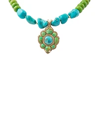 Southern Living x Barse Seaside Market Golden Genuine Stone Short Pendant Necklace