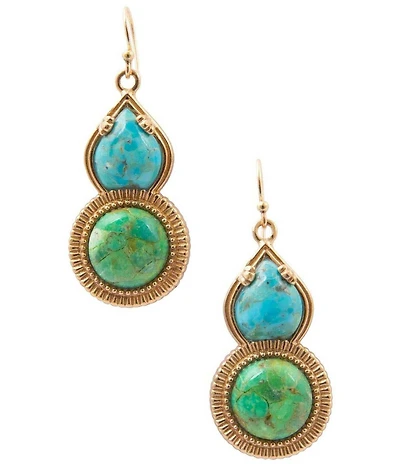 Southern Living x Barse Seaside Market Golden Genuine Turquoise Drop Earrings