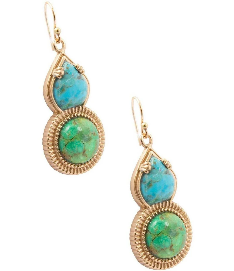 Southern Living x Barse Seaside Market Golden Genuine Turquoise Drop Earrings