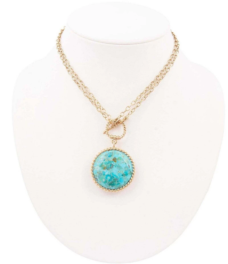 Southern Living x Barse Turquoise and Coral Quartet Convertible Pendant Necklace