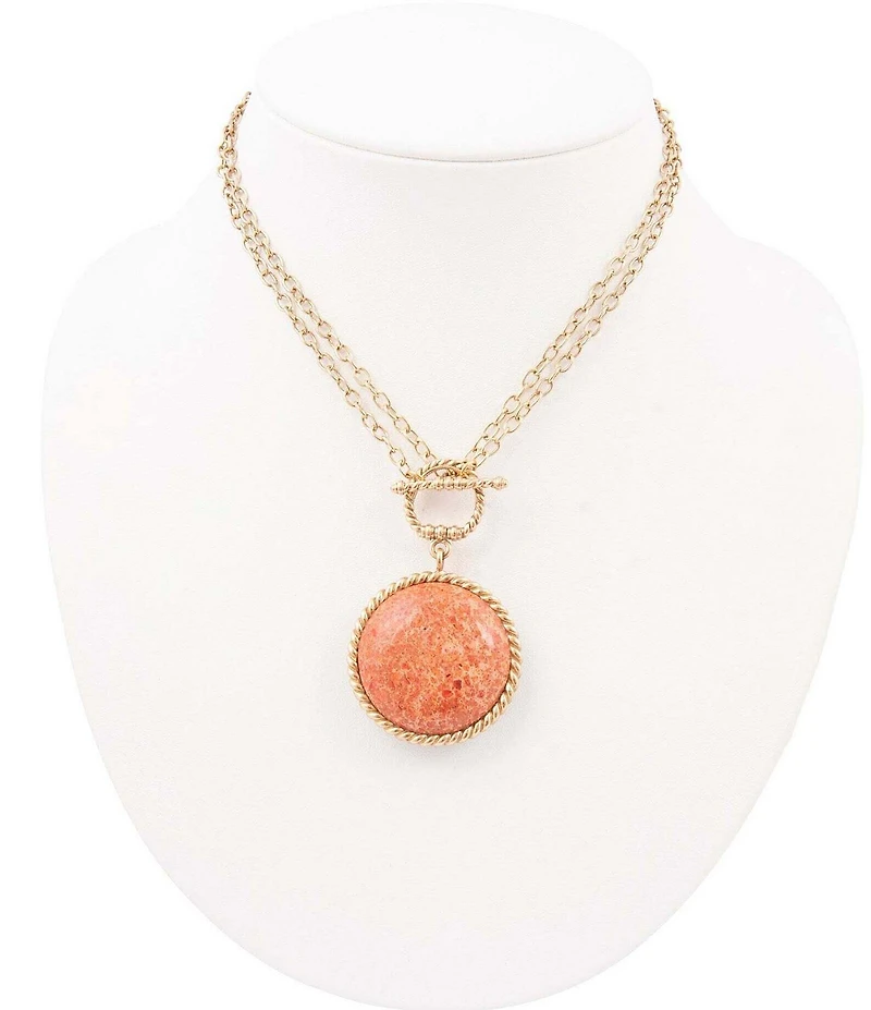 Southern Living x Barse Turquoise and Coral Quartet Convertible Pendant Necklace