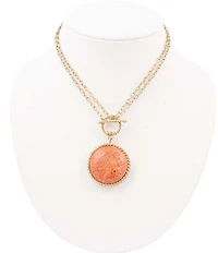 Southern Living x Barse Turquoise and Coral Quartet Convertible Pendant Necklace