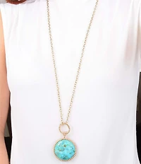 Southern Living x Barse Turquoise and Coral Quartet Convertible Pendant Necklace