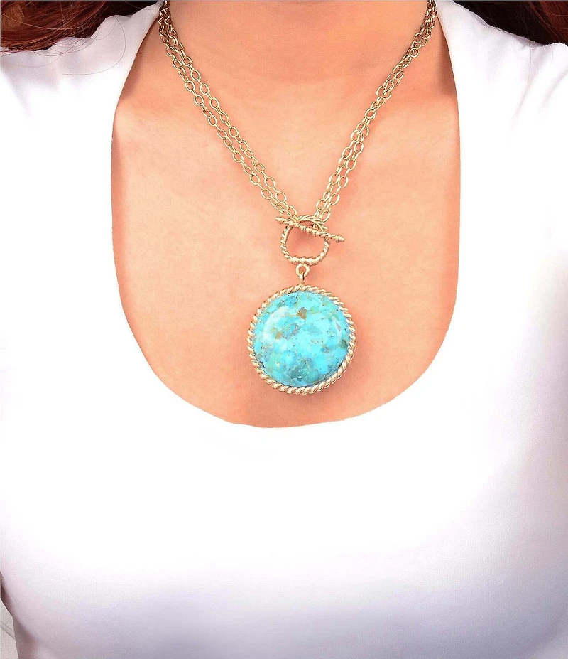 Southern Living x Barse Turquoise and Coral Quartet Convertible Pendant Necklace